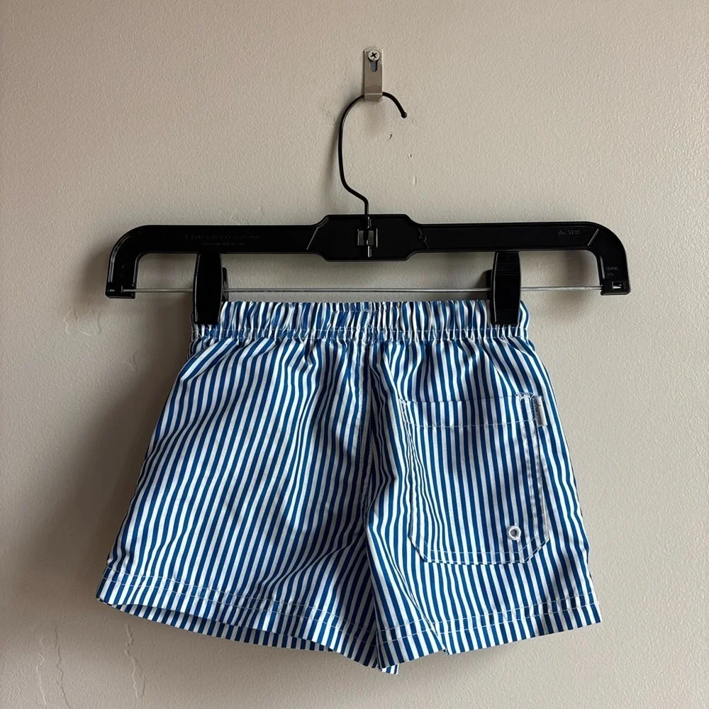Nautical Swim Trunks Blue White Stripe Drawstring Shorts 2T Summer Resortwear